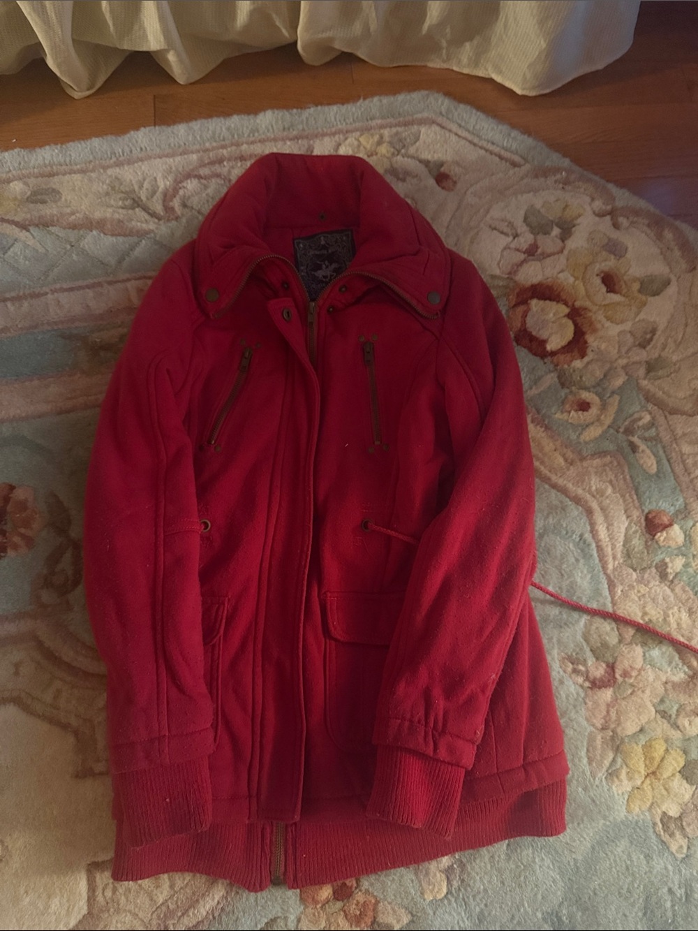 Women’s Red Casual Zip Jacket